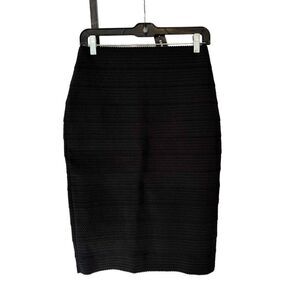 NWT Express High‎ Waisted Stretch Weave Black Pencil Skirt Size S/P